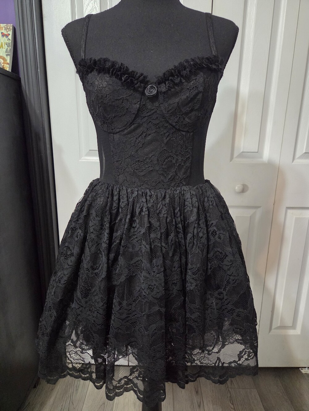 Dolls Kill Widow Infinite Love Mesh Lace Dress Goth Emo Punk S Black Party Mini